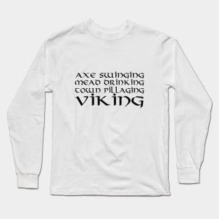 Axe Swinging Viking Black Long Sleeve T-Shirt